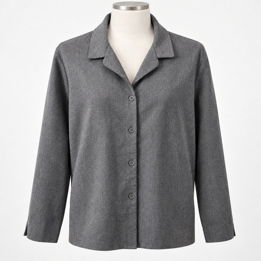 Dockers Womens XL Gray Button Down Shirt Long Sleeve Dacron Rayon Blouse Top